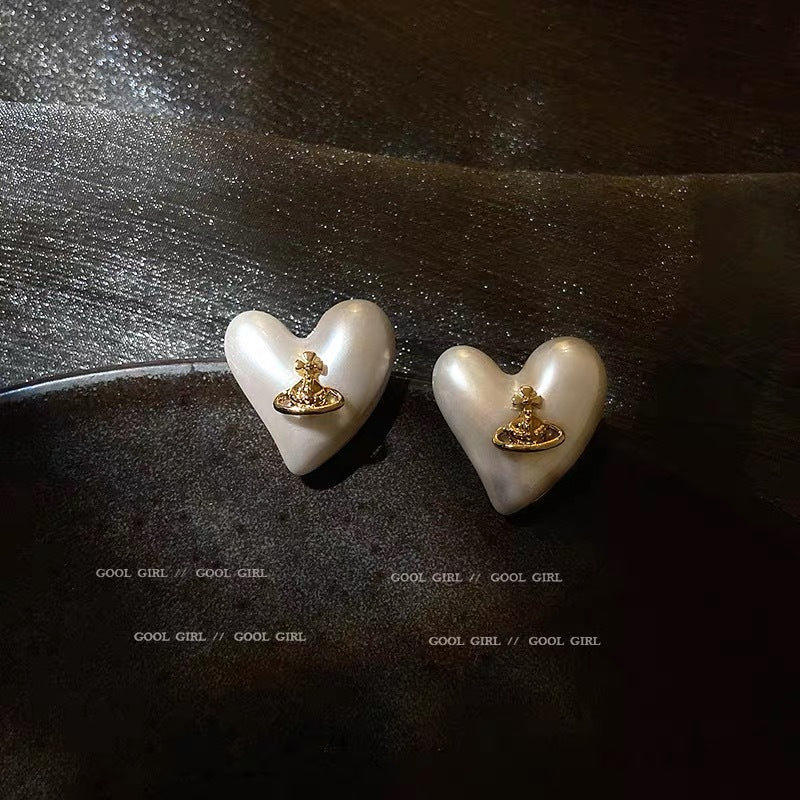 Vivienne Westwood Heart Saturn Earrings - Best Replica Jewelry™