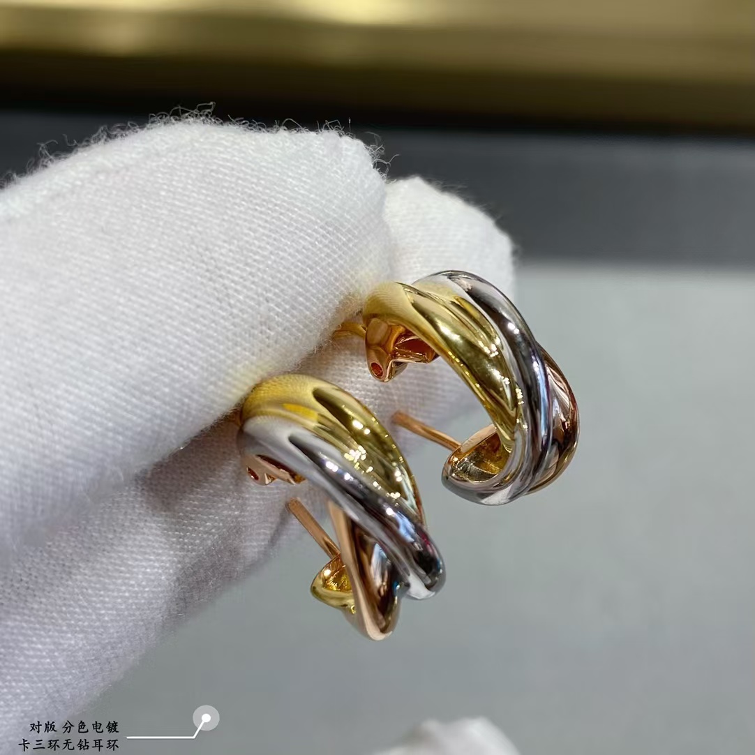 Cartier Three Colors Metal Hoop Earrings - Best Replica Jewelry™