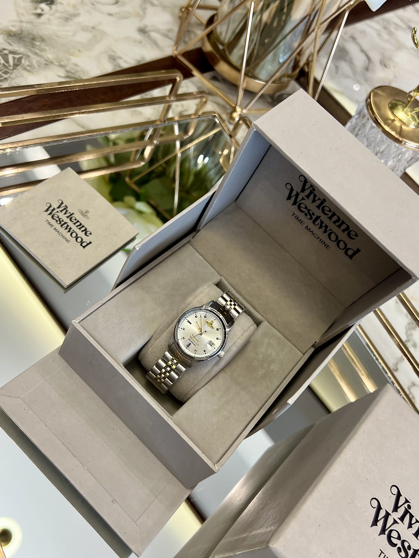 Vivienne Westwood Silver Gold Mixed Color Band Watch - 30MM - Best Replica Jewelry™