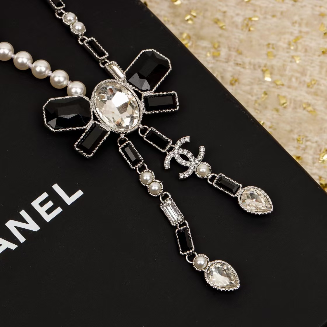 Chanel Black Bow Knot Pendant Necklace - Best Replica Jewelry™