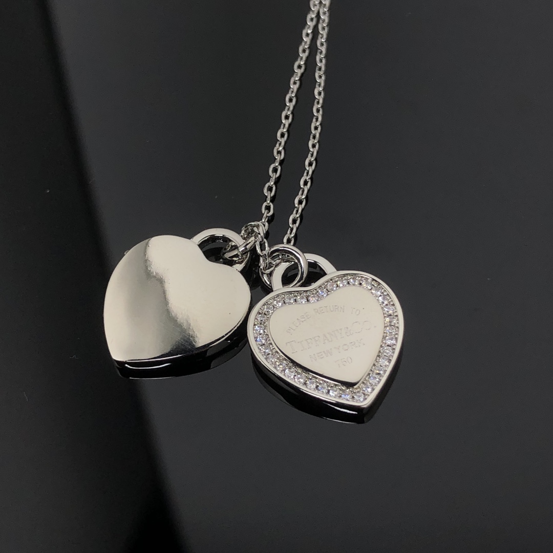 Tiffany Double Heart Pendant Necklace - Best Replica Jewelry™