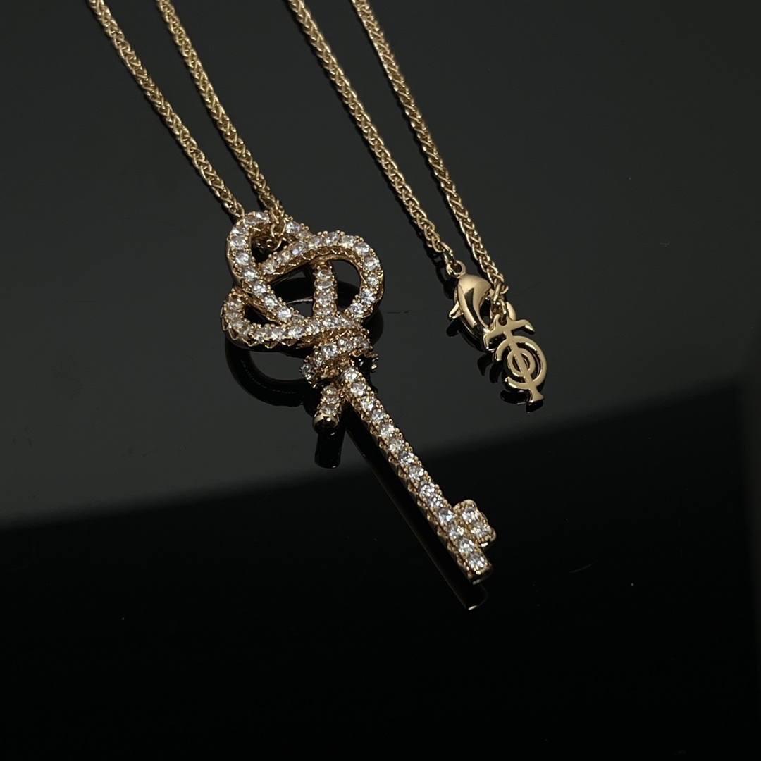 Tiffany Knot Key Pendant Necklace with Diamonds - Best Replica Jewelry™