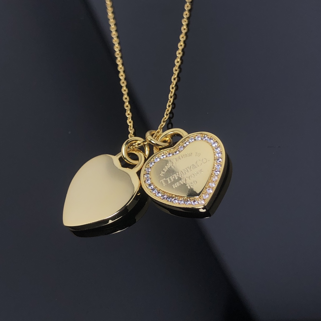 Tiffany Double Heart Pendant Necklace - Best Replica Jewelry™