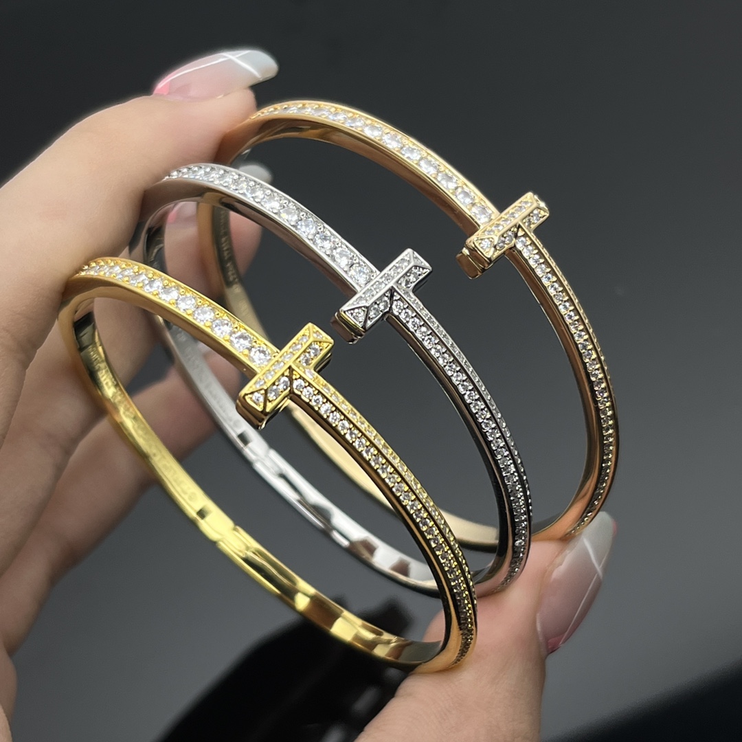 Tiffany Diamond Paved Bangle Bracelet - Best Replica Jewelry™