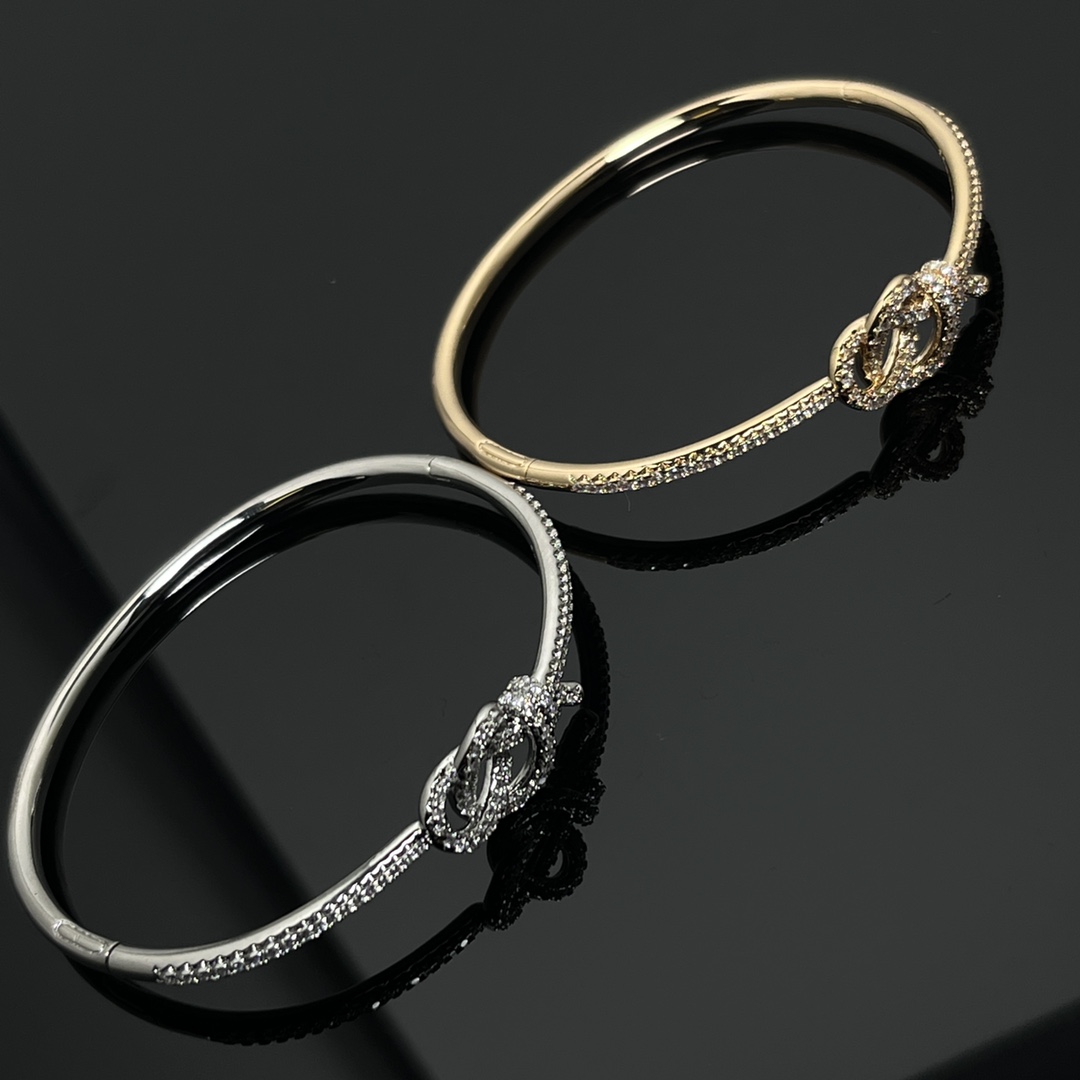 Tiffany Diamond Paved Key Knot Bangle Bracelet - Best Replica Jewelry™
