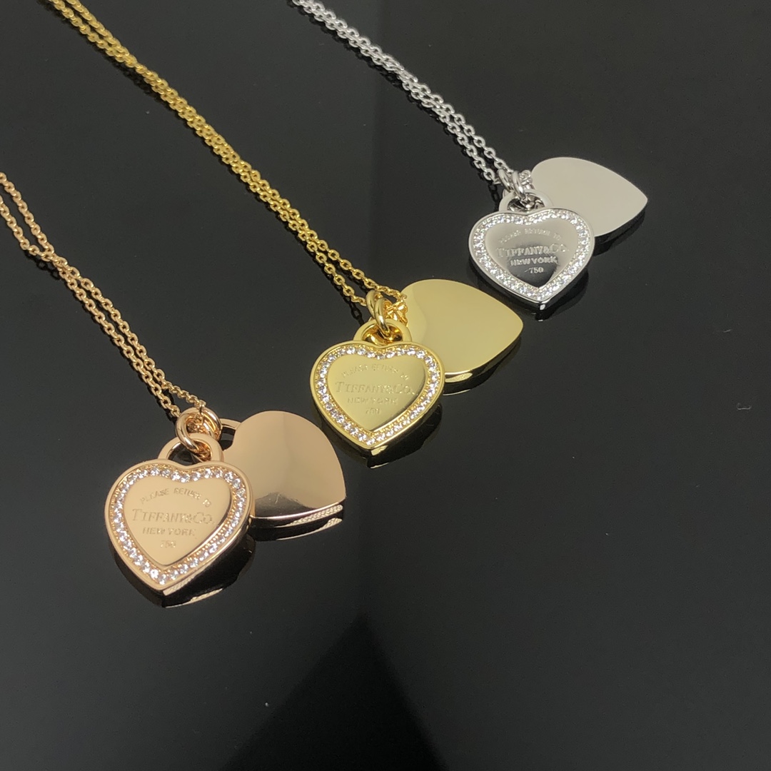 Tiffany Double Heart Pendant Necklace - Best Replica Jewelry™