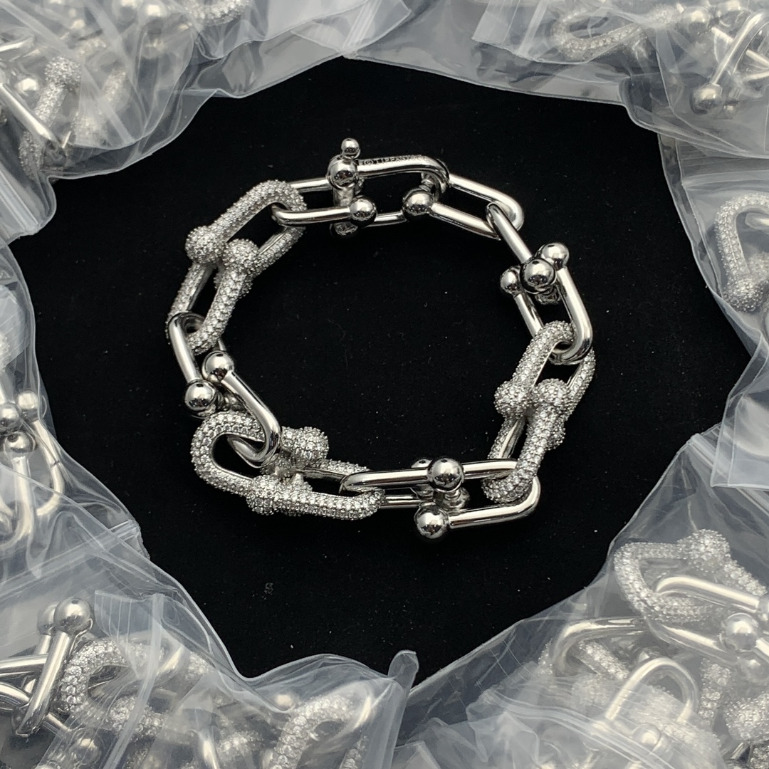 Tiffany HardWear Large Link Bracelet in White Gold Color - Best Replica Jewelry™