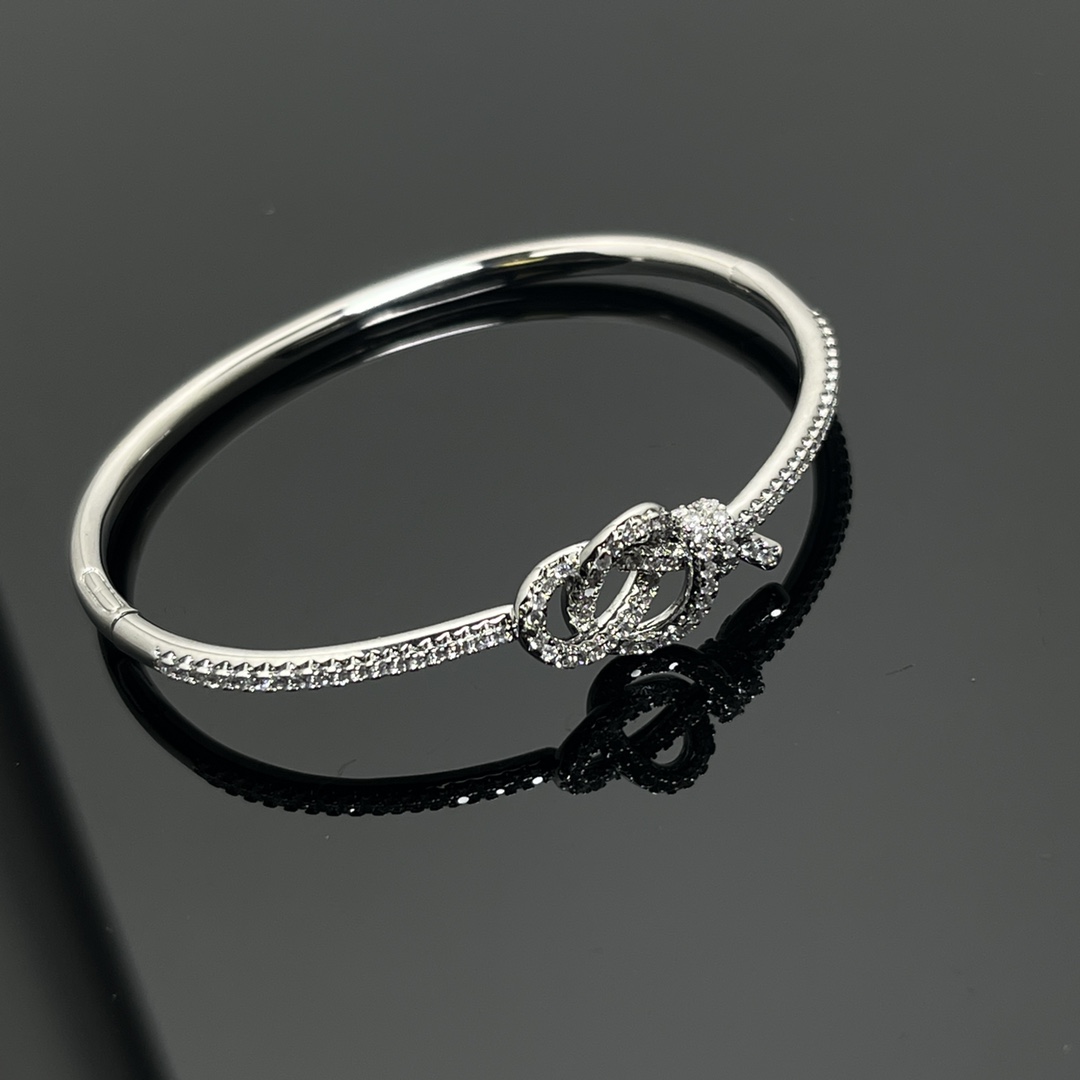 Tiffany Diamond Paved Key Knot Bangle Bracelet - Best Replica Jewelry™