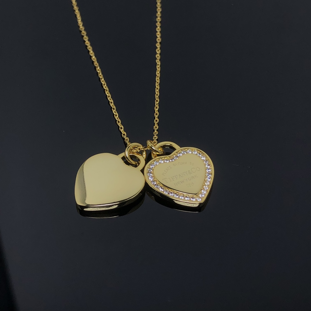 Tiffany Double Heart Pendant Necklace - Best Replica Jewelry™