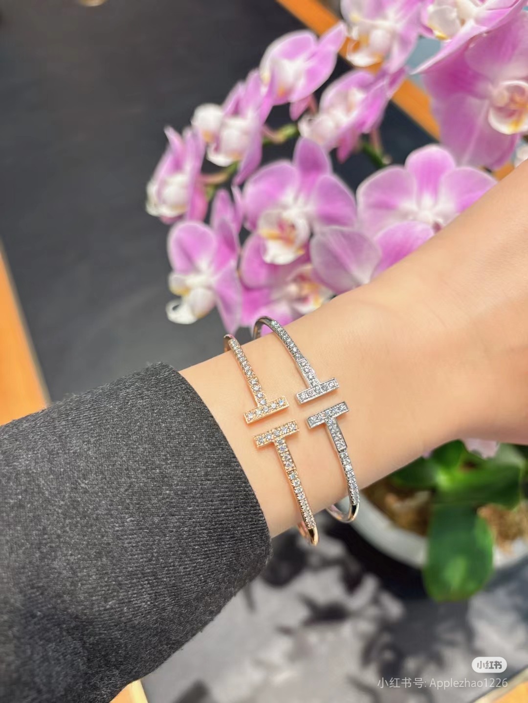 Tiffany Diamond Paved Double T Bangle Bracelet - Best Replica Jewelry™