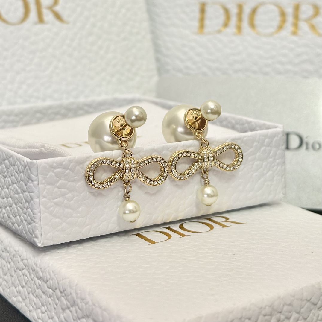 Dior Bow Pearl Earrings - Best Replica Jewelry™
