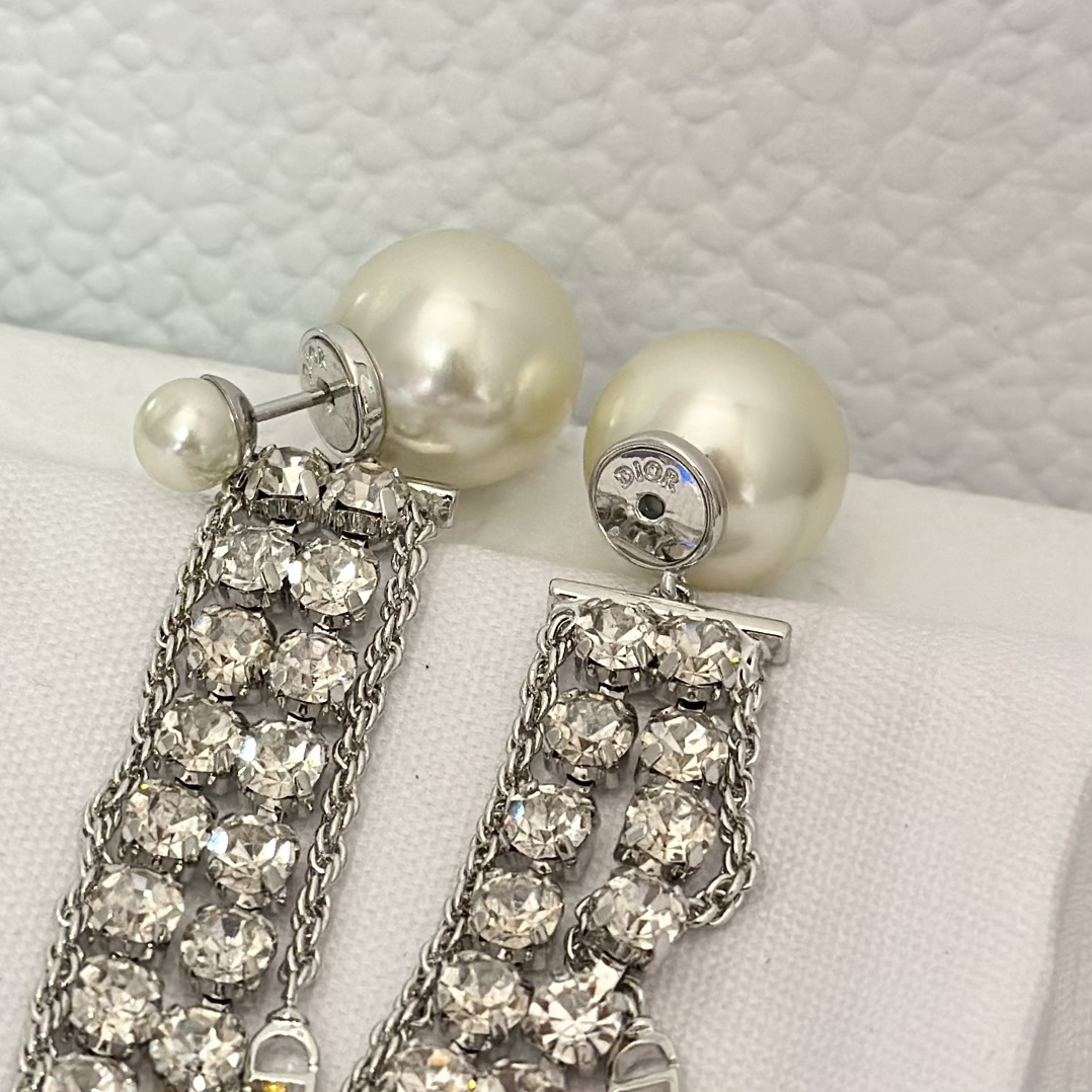 Dior Rhinestone Tassel Earrings - Best Replica Jewelry™