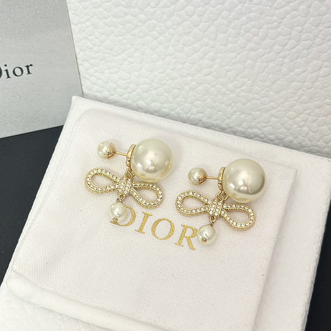 Dior Bow Pearl Earrings - Best Replica Jewelry™