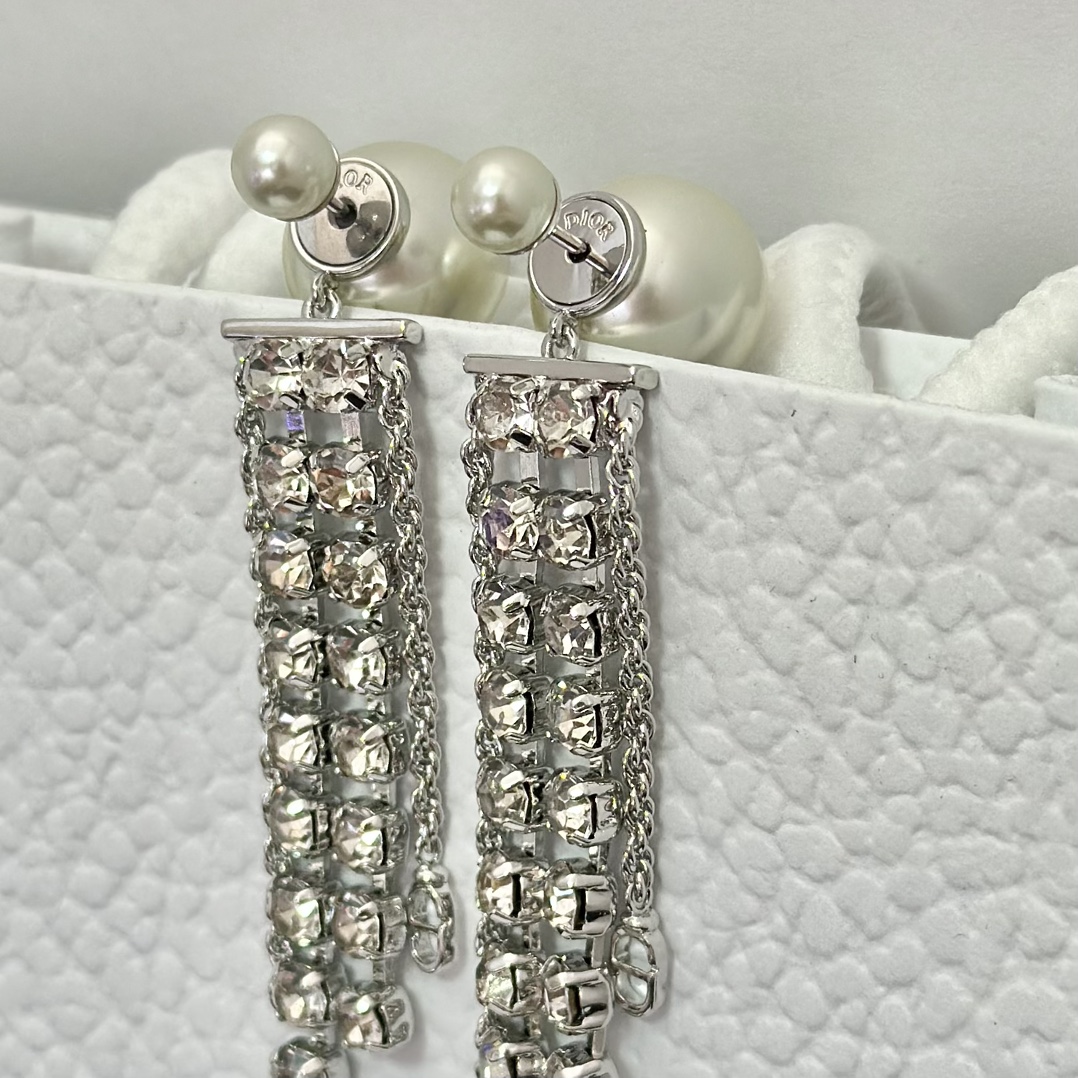 Dior Rhinestone Tassel Earrings - Best Replica Jewelry™