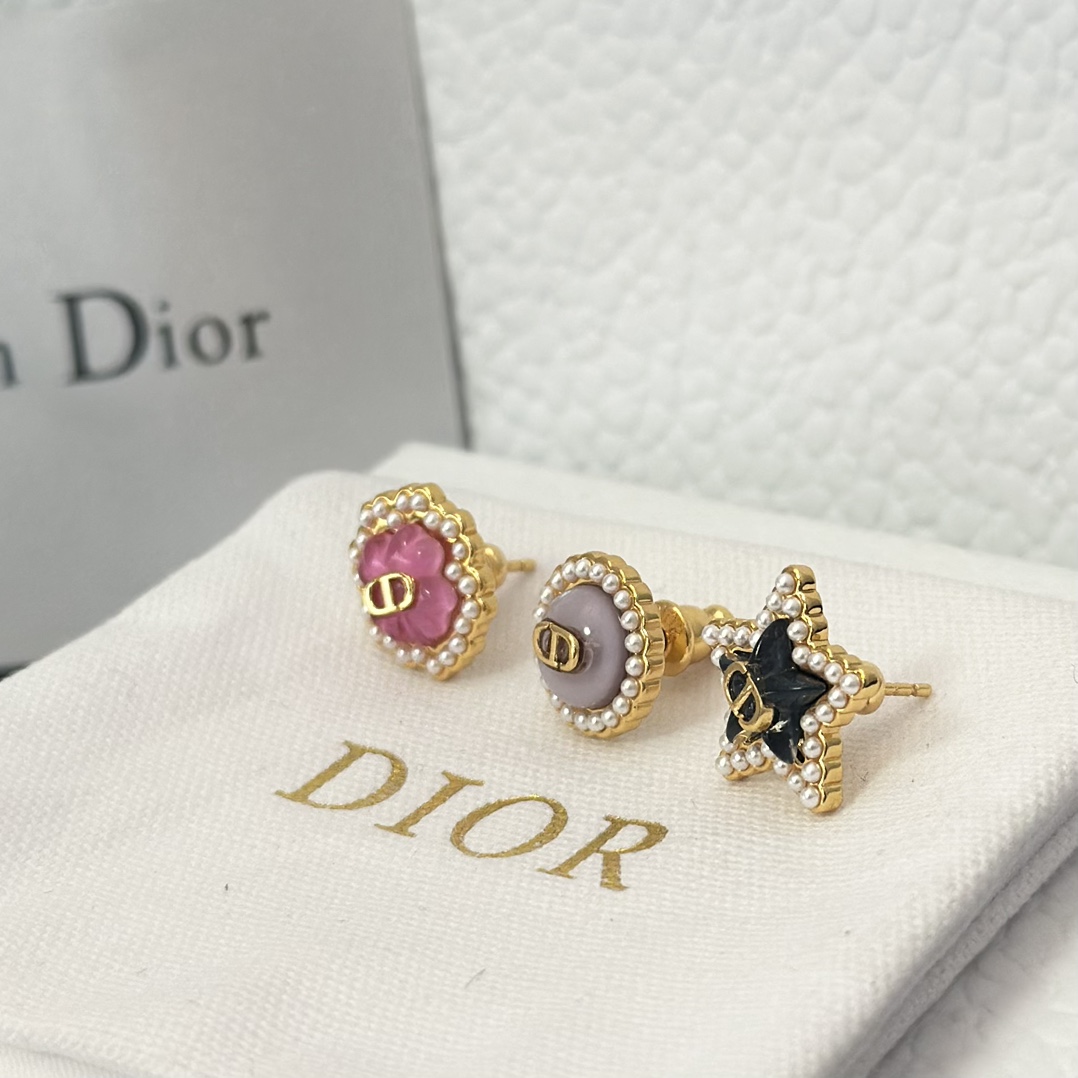Dior Three Pieces Enamel Stud Earrings - Best Replica Jewelry™