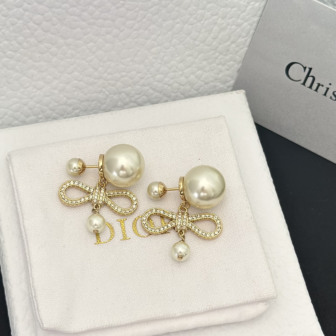Dior Bow Pearl Earrings - Best Replica Jewelry™