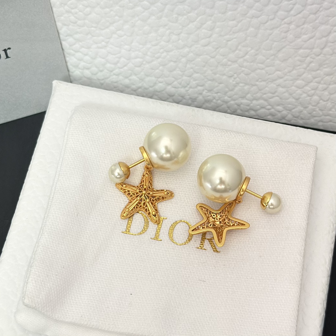 Dior Star Dangle Pearl Earrings - Best Replica Jewelry™