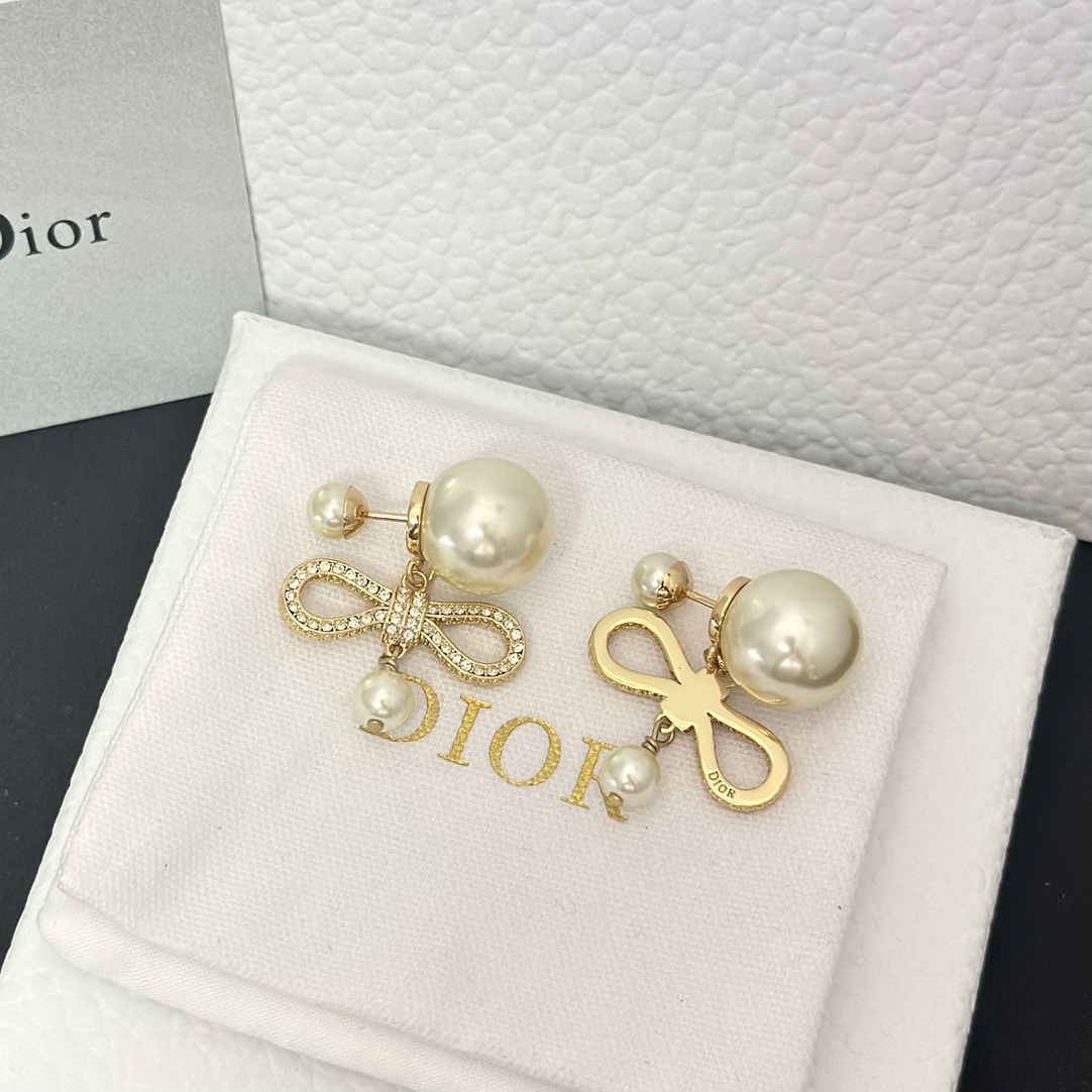Dior Bow Pearl Earrings - Best Replica Jewelry™