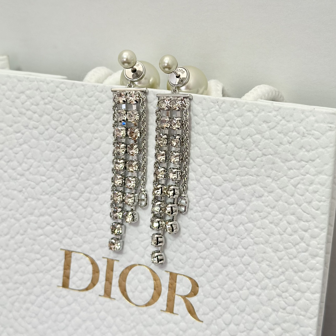 Dior Rhinestone Tassel Earrings - Best Replica Jewelry™