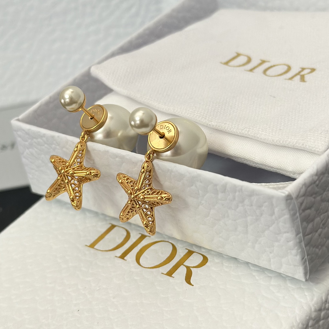 Dior Star Dangle Pearl Earrings - Best Replica Jewelry™