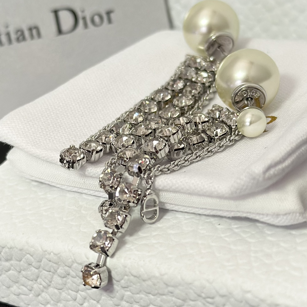 Dior Rhinestone Tassel Earrings - Best Replica Jewelry™