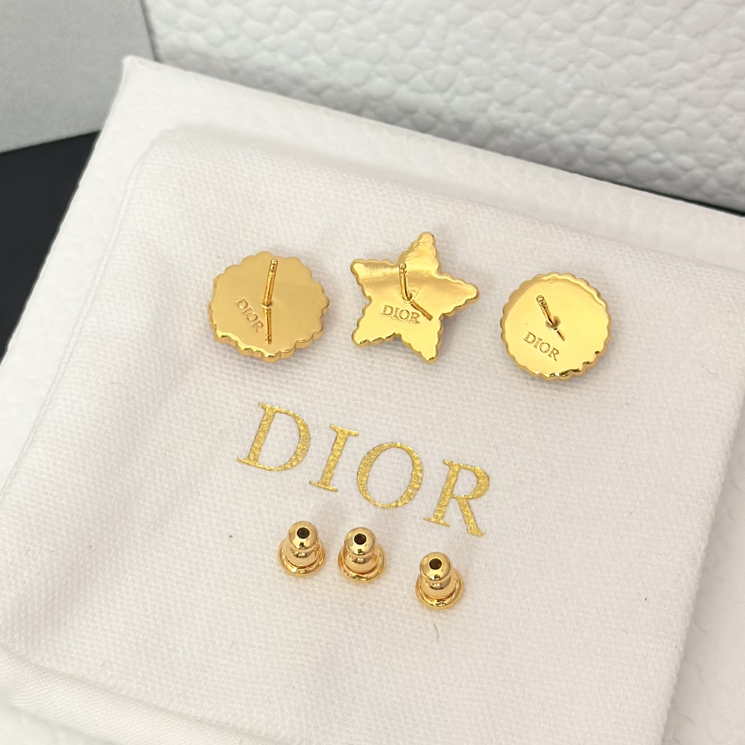 Dior Three Pieces Enamel Stud Earrings - Best Replica Jewelry™