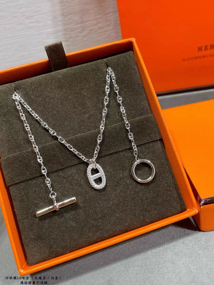 Hermes OT Clasp Pig Nose Pendant Necklace - Best Replica Jewelry™