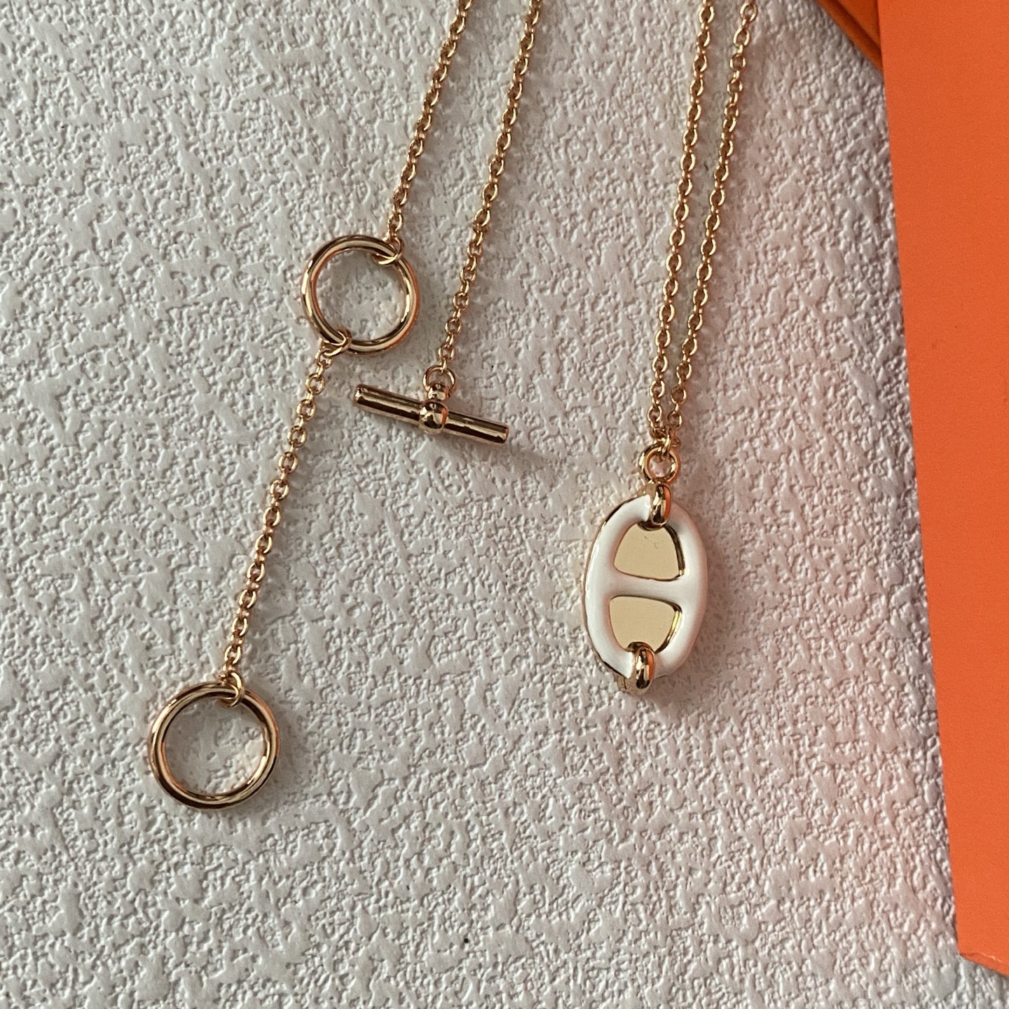 Hermes White Enamel Pig Nose Pendant Necklace - Best Replica Jewelry™