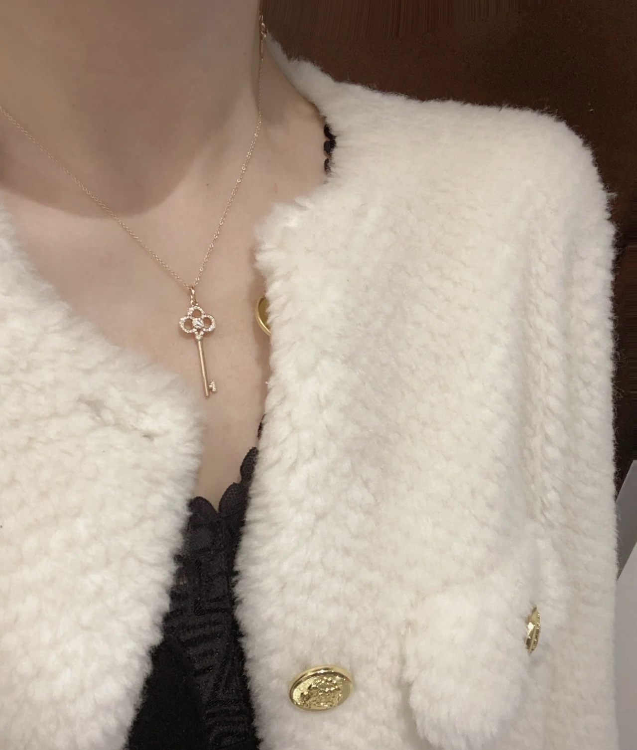 Tiffany Crown Key Pendant Necklace in Rose Gold - Best Replica Jewelry™