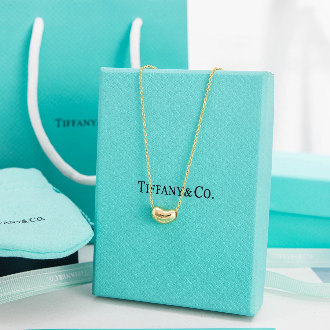 Tiffany Elsa Peretti® Bean® design Pendant Necklace in Yellow Gold, 6.5 mm - Best Replica Jewelry™