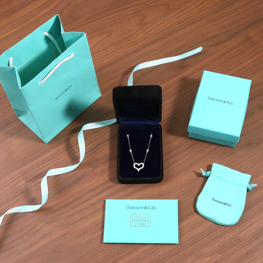 Tiffany Diamond Paved Love Heart Pendant Necklace in White Gold Color - Best Replica Jewelry™