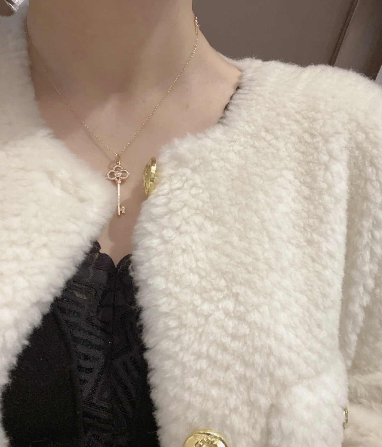 Tiffany Crown Key Pendant Necklace in Rose Gold - Best Replica Jewelry™