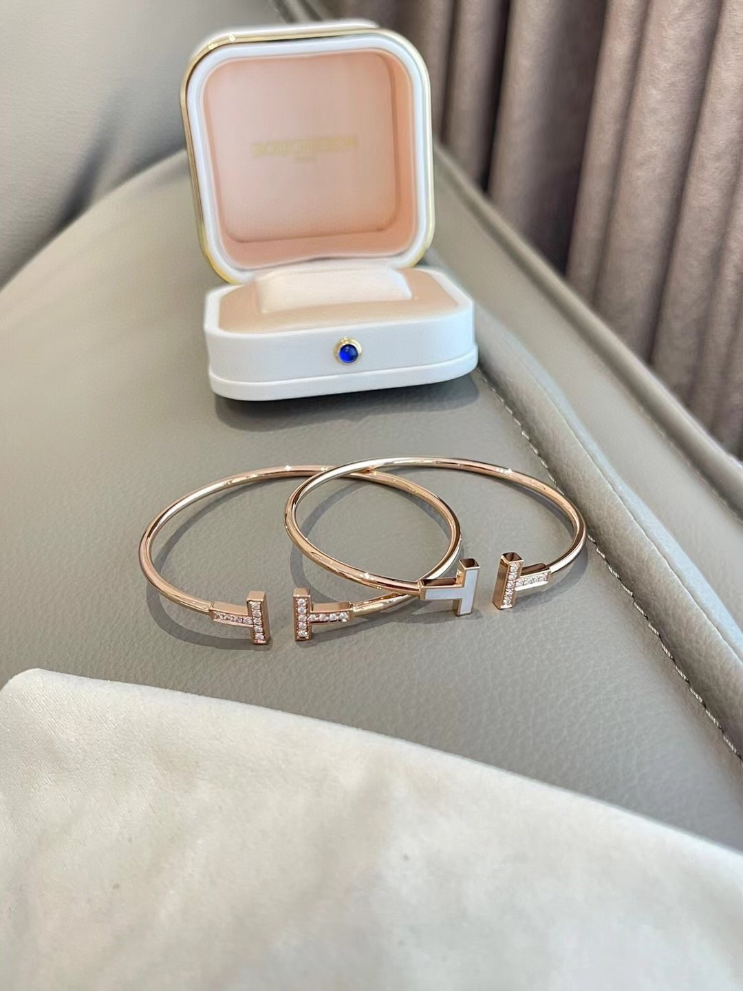 Tiffany Open Cuff Double T Bangle Bracelet - Best Replica Jewelry™