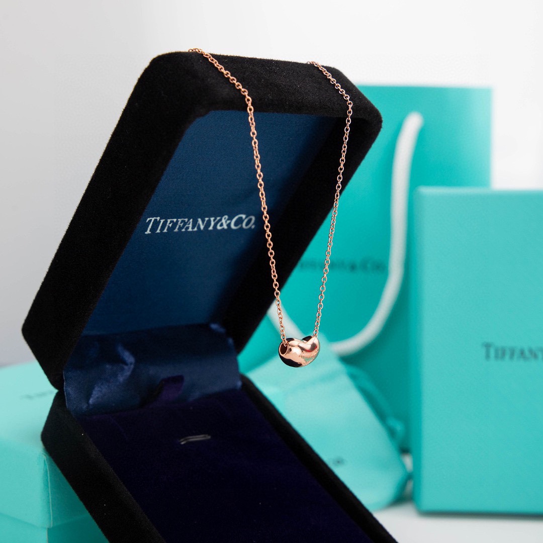 Tiffany Elsa Peretti® Bean® design Pendant Necklace in Yellow Gold, 6.5 mm - Best Replica Jewelry™
