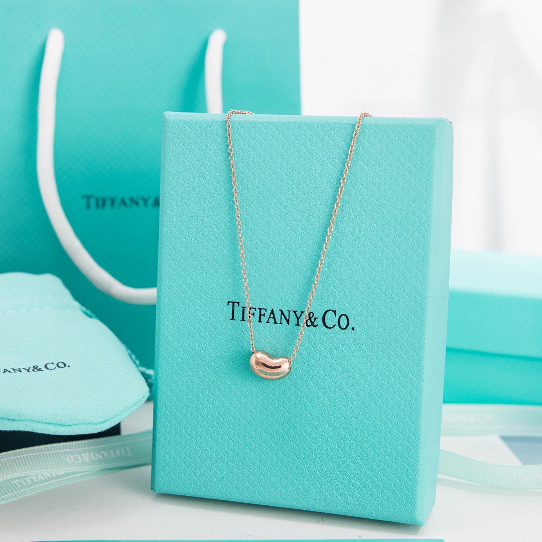 Tiffany Elsa Peretti® Bean® design Pendant Necklace in Yellow Gold, 6.5 mm - Best Replica Jewelry™