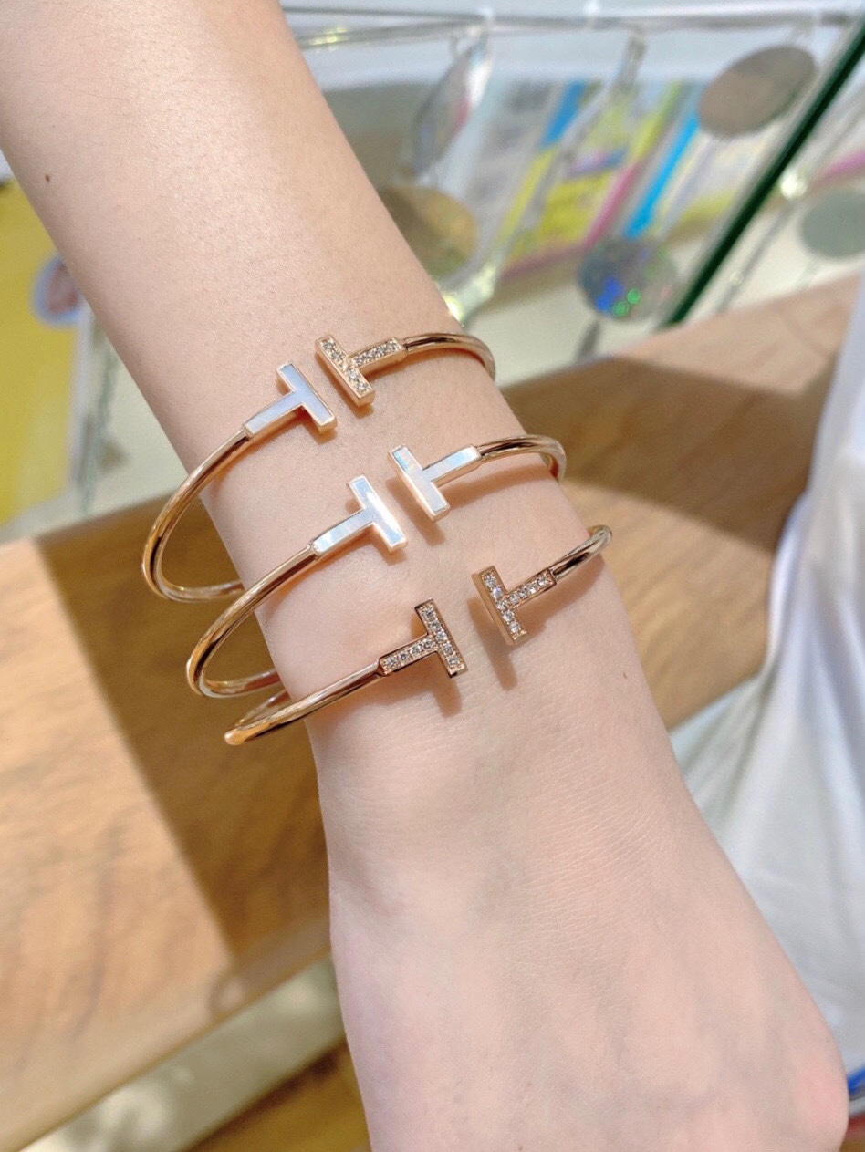 Tiffany Open Cuff Double T Bangle Bracelet - Best Replica Jewelry™
