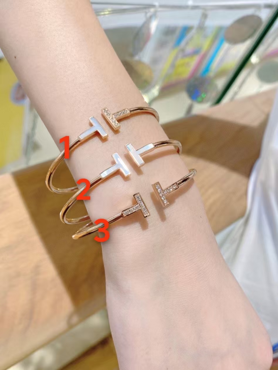 Tiffany Open Cuff Double T Bangle Bracelet - Best Replica Jewelry™