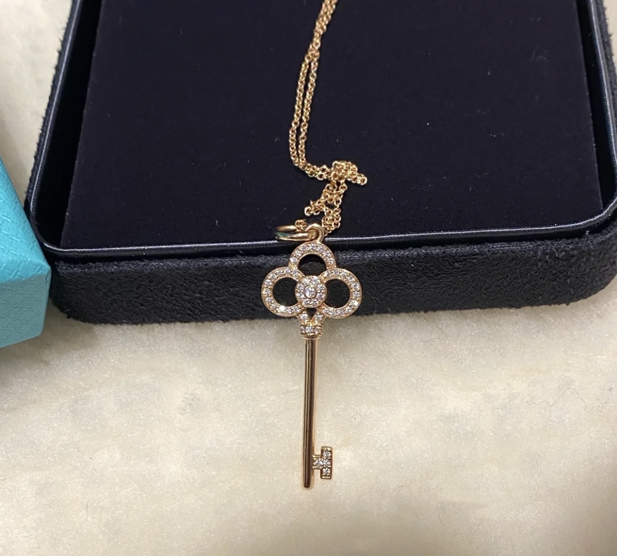 Tiffany Crown Key Pendant Necklace in Rose Gold - Best Replica Jewelry™