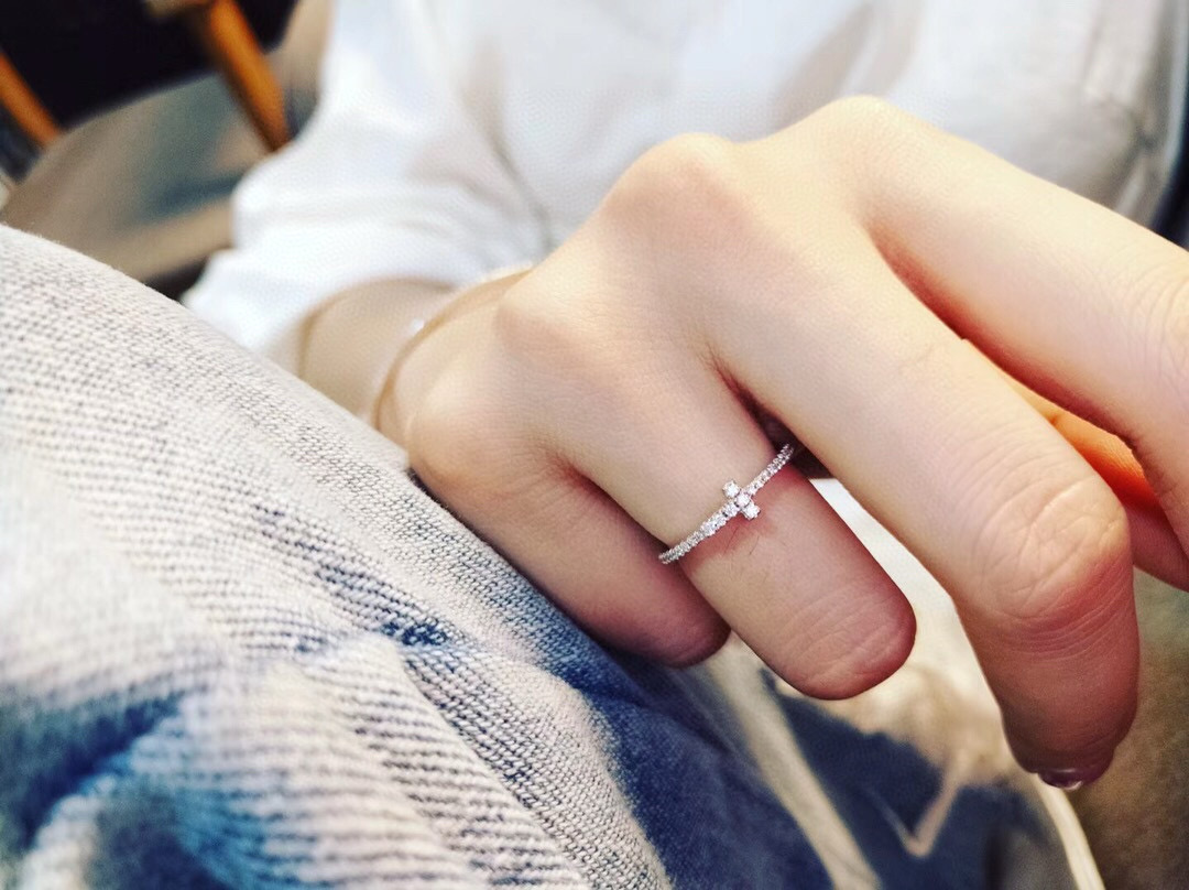 Tiffany Full Diamond Paved T Ring - Best Replica Jewelry™