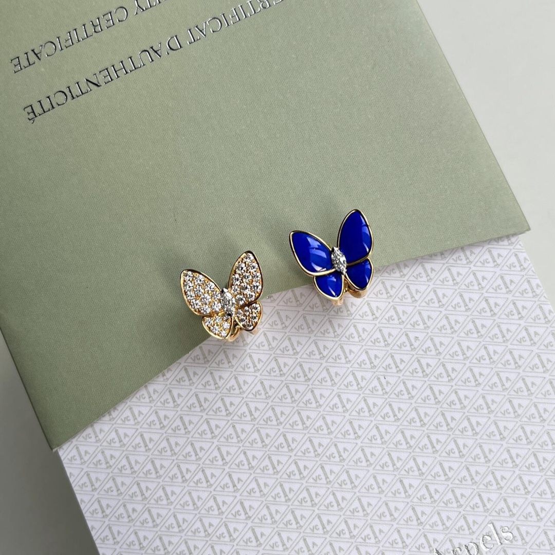 VCA Asymmetric Lapis Lazuli Butterfly Earrings - Best Replica Jewelry™