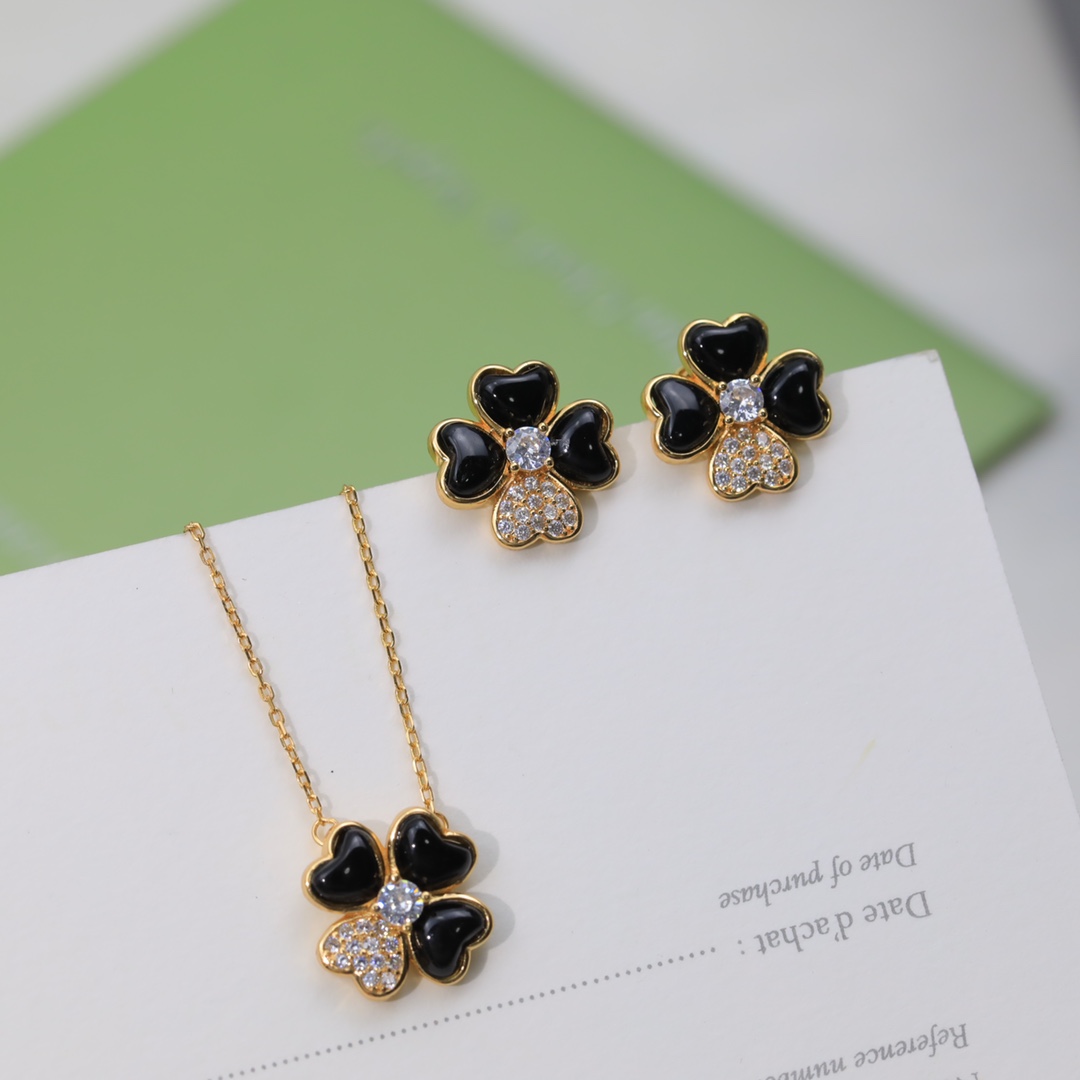 VCA Love Heart Clover Earrings Necklace - Best Replica Jewelry™