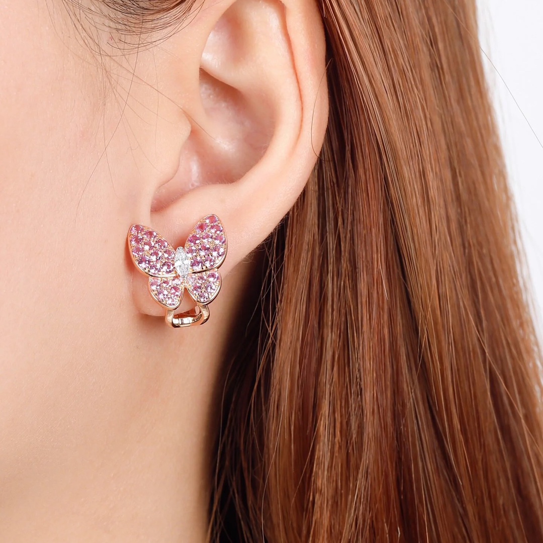 VCA Asymmetrical Diamond Butterfly Earrings - Best Replica Jewelry™