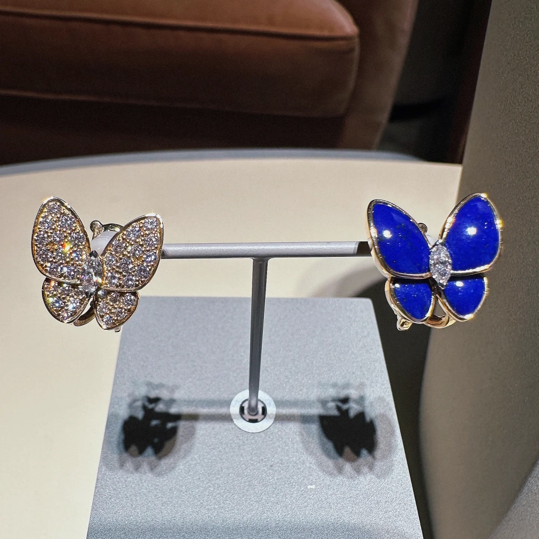 VCA Asymmetric Lapis Lazuli Butterfly Earrings - Best Replica Jewelry™