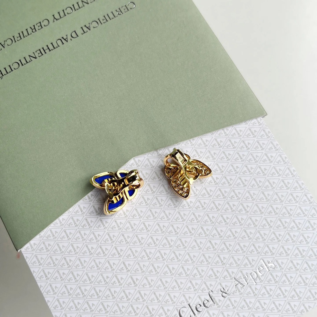 VCA Asymmetric Lapis Lazuli Butterfly Earrings - Best Replica Jewelry™