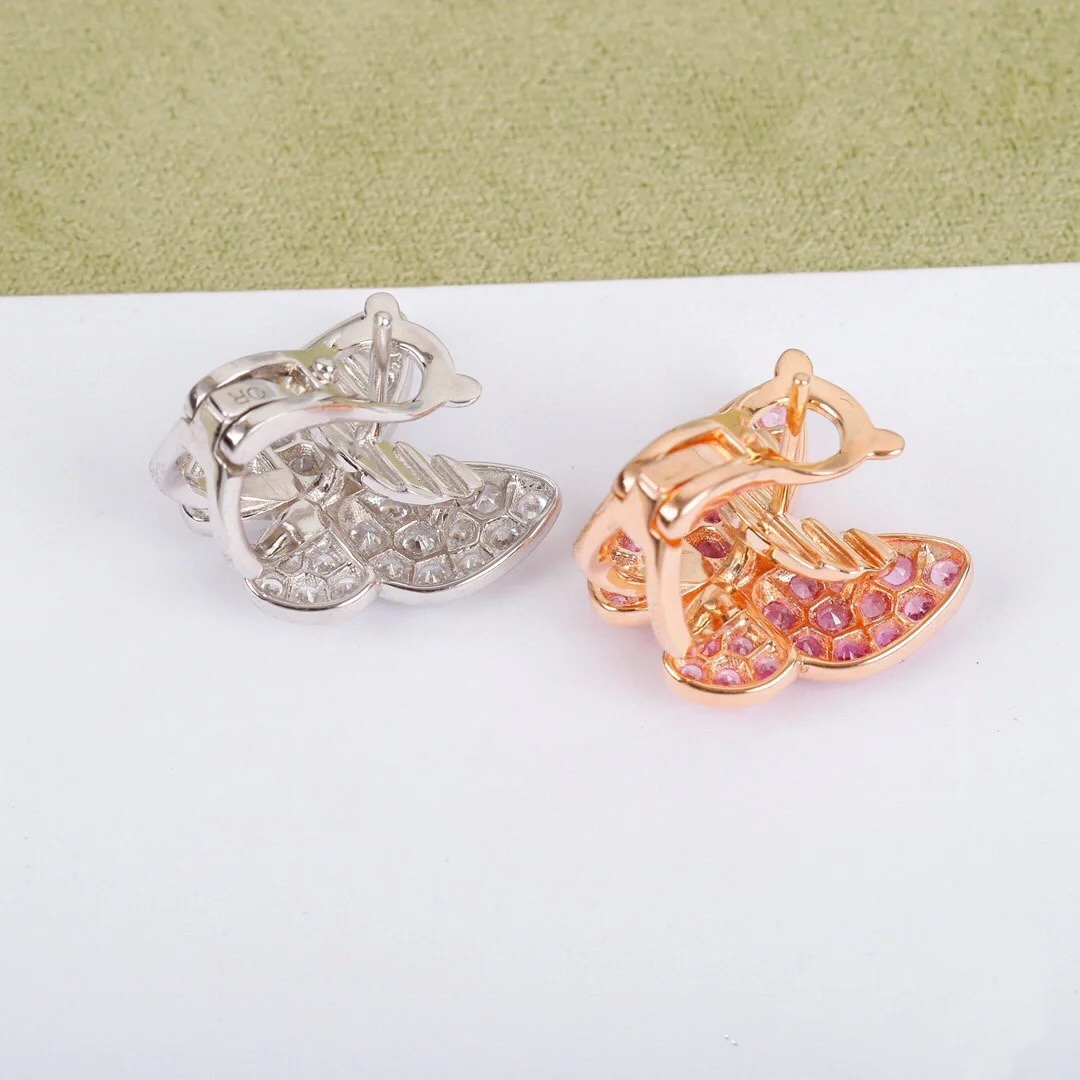 VCA Asymmetrical Diamond Butterfly Earrings - Best Replica Jewelry™