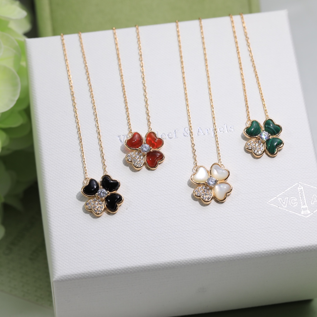 VCA Love Heart Clover Earrings Necklace - Best Replica Jewelry™
