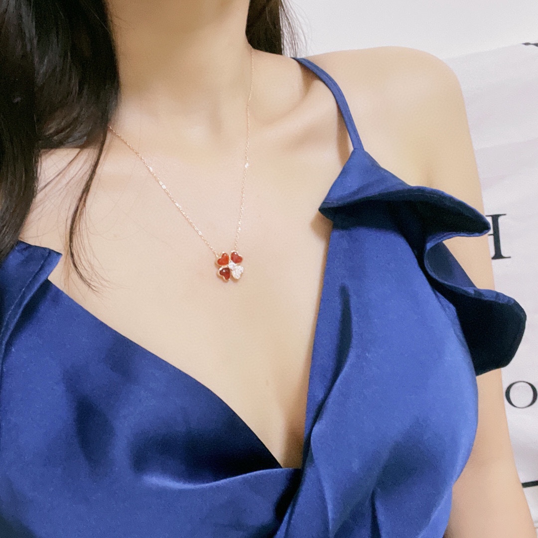 VCA Love Heart Clover Earrings Necklace - Best Replica Jewelry™