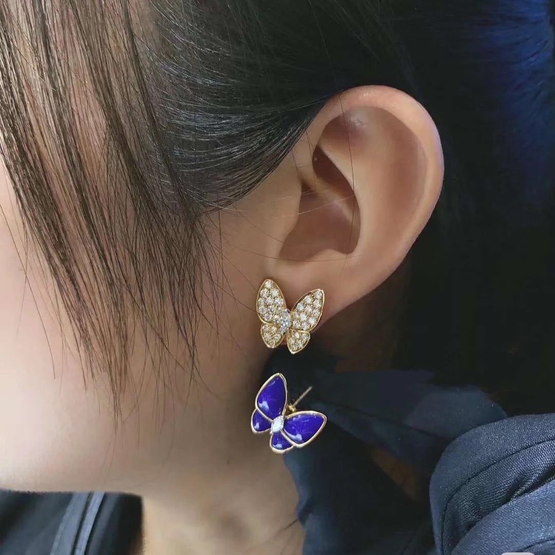 VCA Asymmetric Lapis Lazuli Butterfly Earrings - Best Replica Jewelry™