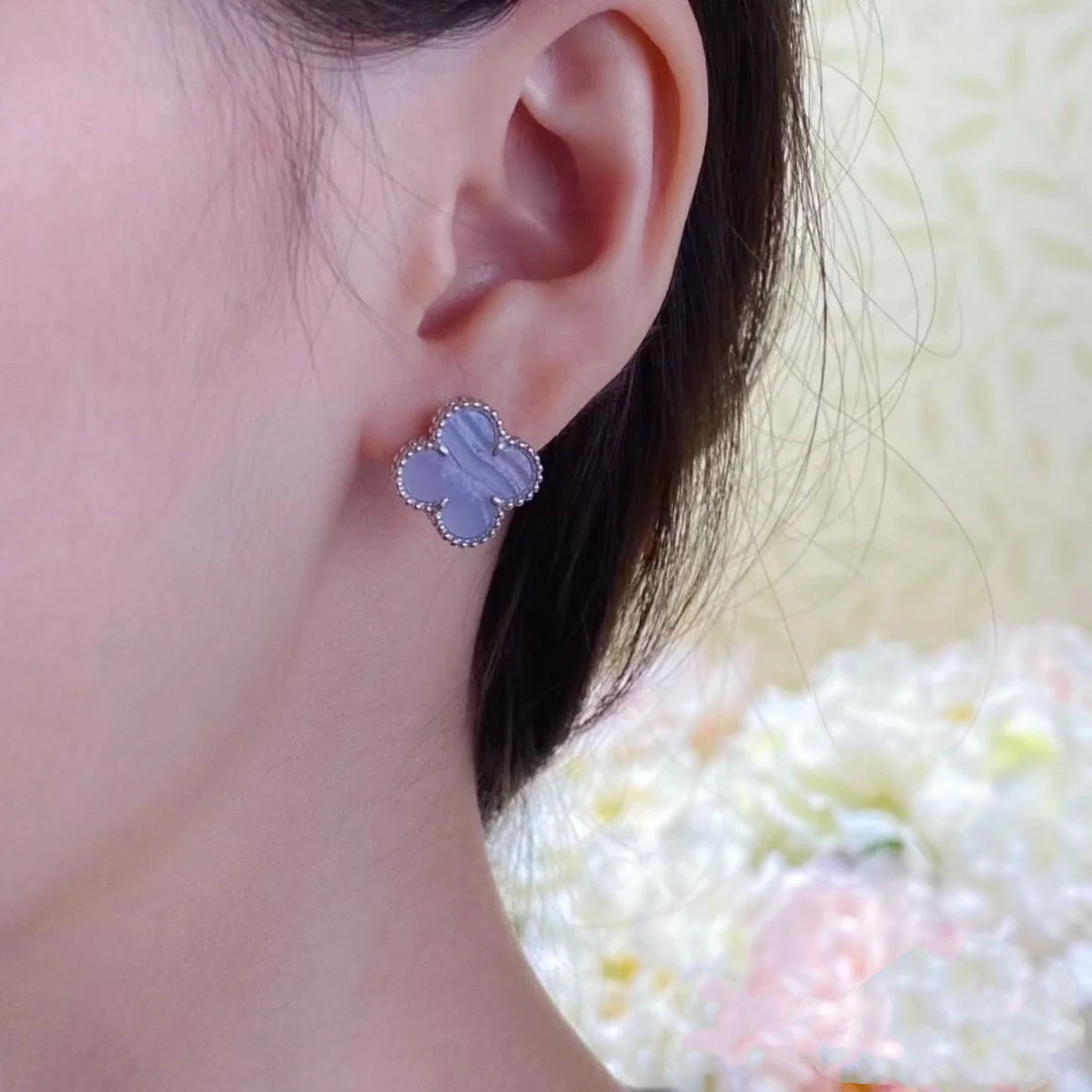 VCA Fog Purple Clover Earrings - Best Replica Jewelry™
