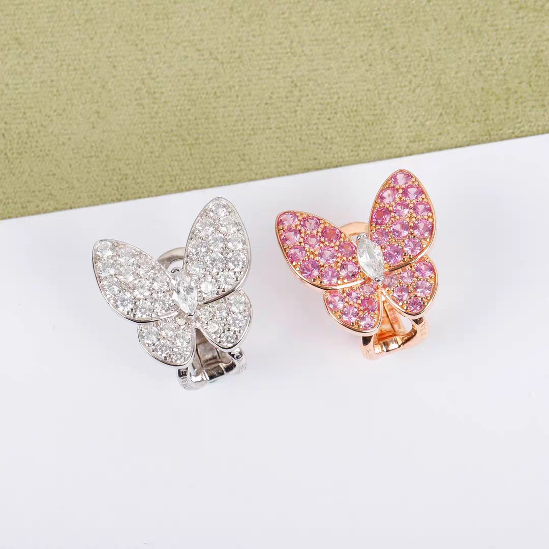 VCA Asymmetrical Diamond Butterfly Earrings - Best Replica Jewelry™
